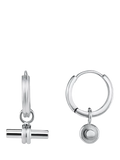 Orelia LUXE Linear T-Bar Drop Hoop Earrings, Silver