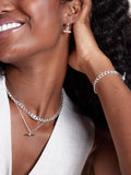 Orelia LUXE linear T-Bar drop hoop earrings, imported from the UK