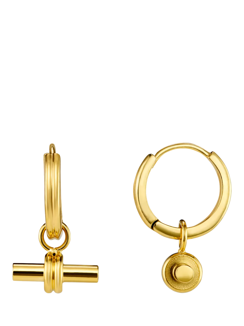 Orelia LUXE linear T-Bar drop hoop earrings, imported from the UK