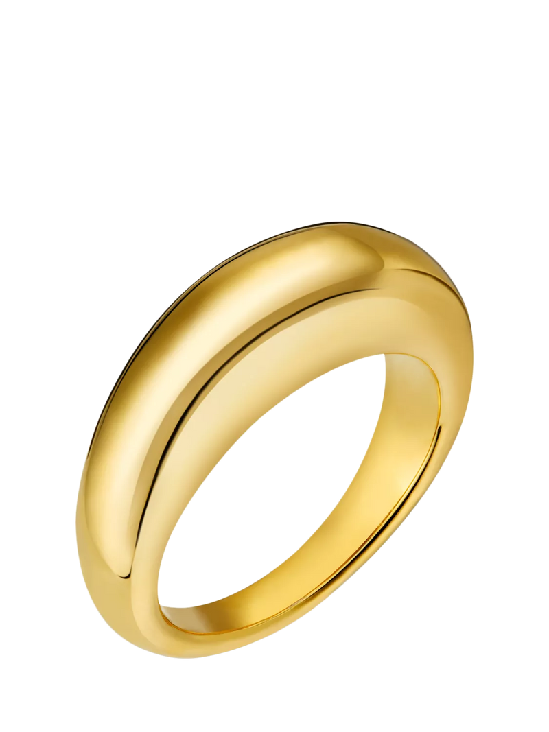 Orelia Polished Tapered Dome Ring, Pale Gold, S/M