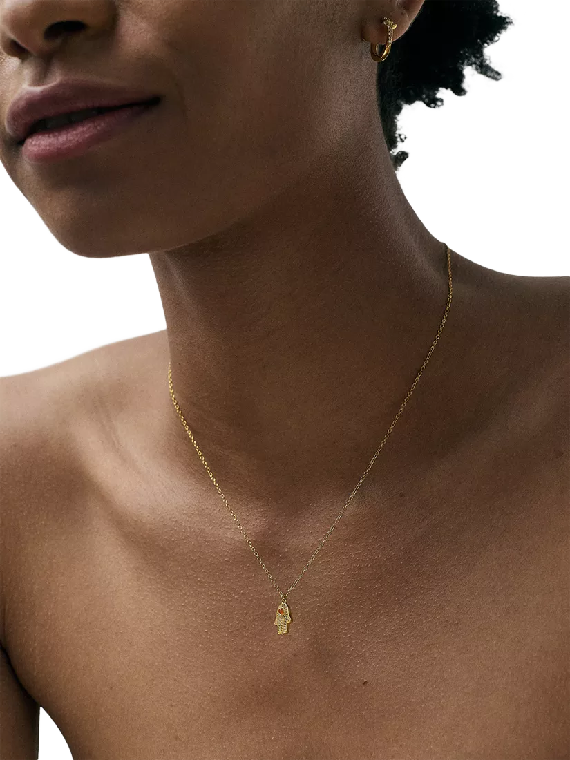 Astley Clarke Hamsa Hand gold necklace 46cm, imported from the UK