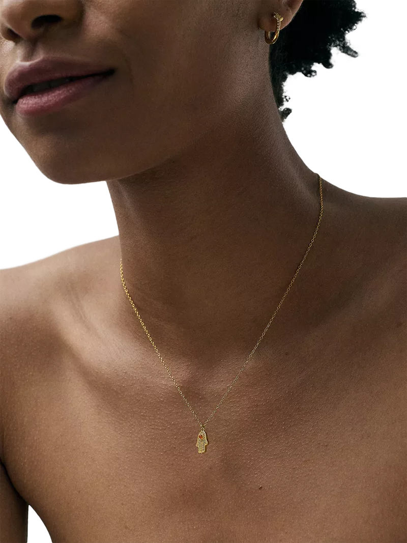 Astley Clarke Hamsa Hand gold necklace 46cm, imported from the UK