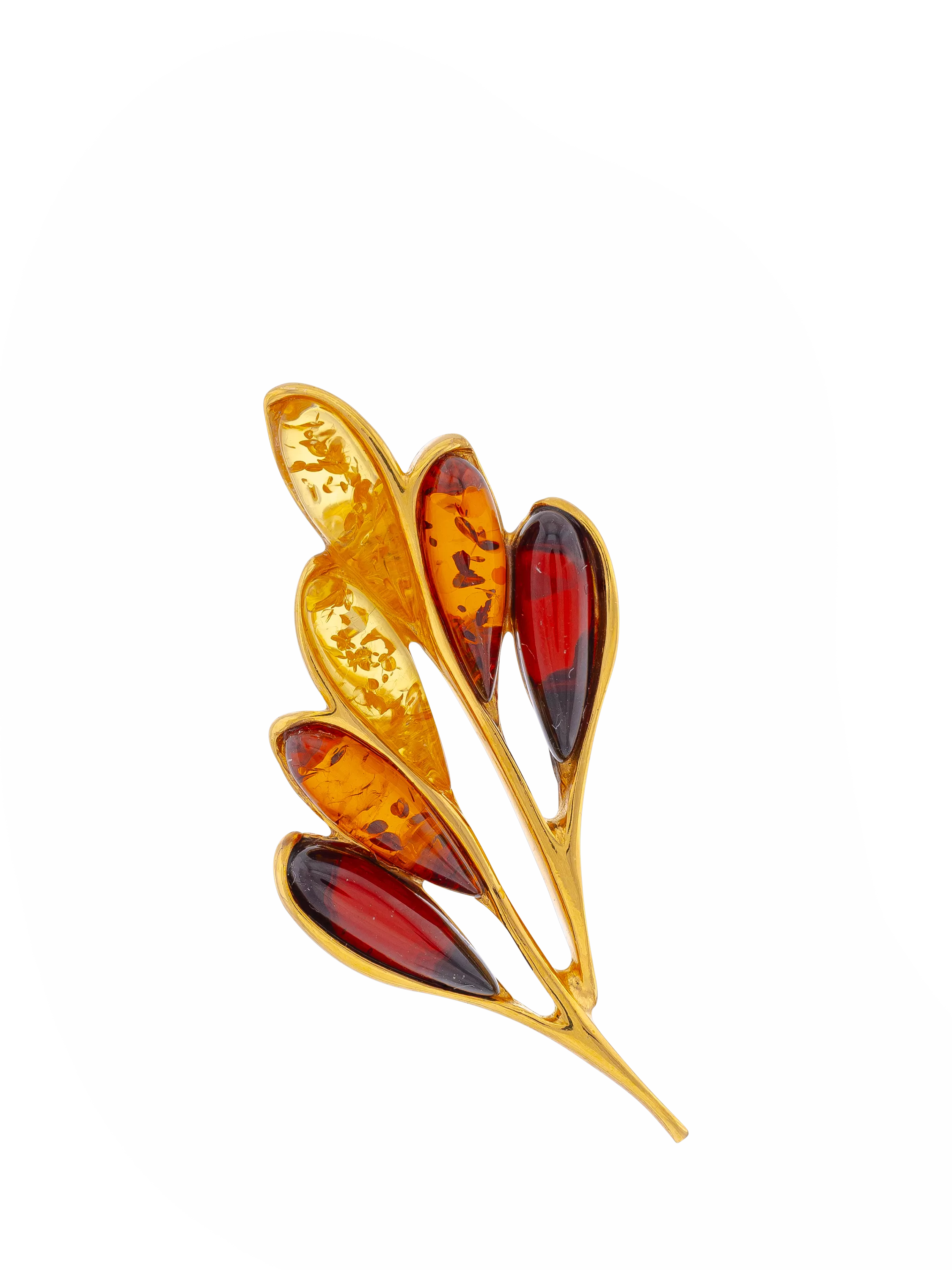 Be-Jewelled Baltic Amber leaf brooch gold multi - British product
