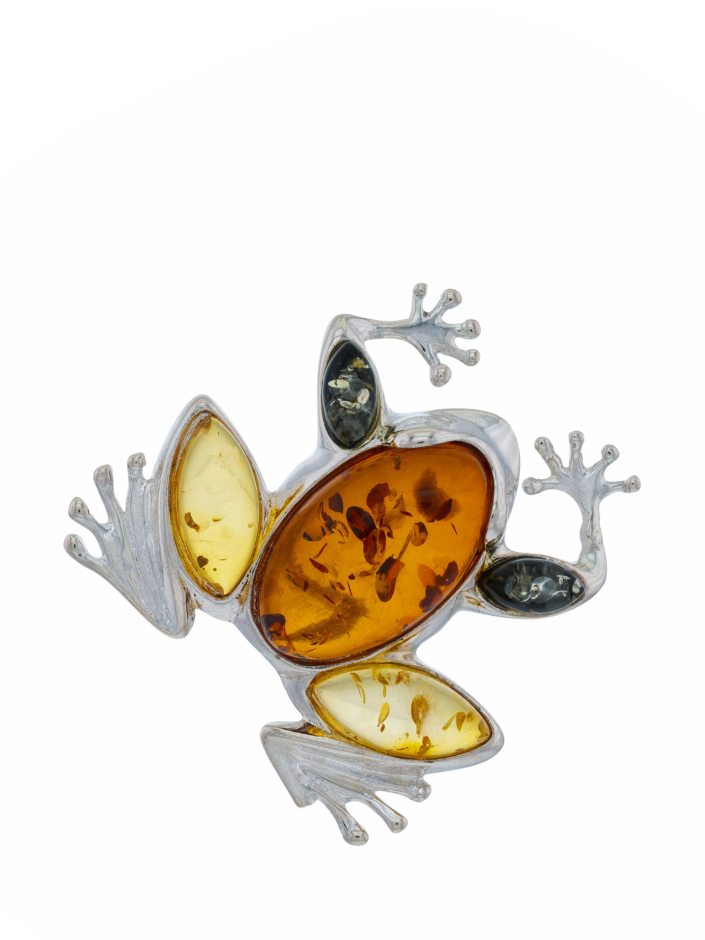Be-Jewelled Baltic Amber frog brooch, imported from the UK