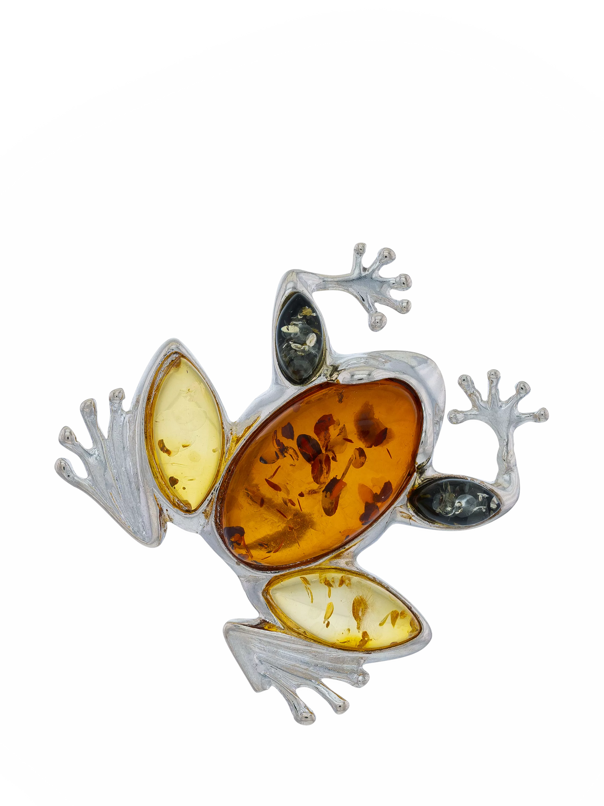 Be-Jewelled Baltic Amber frog brooch, imported from the UK