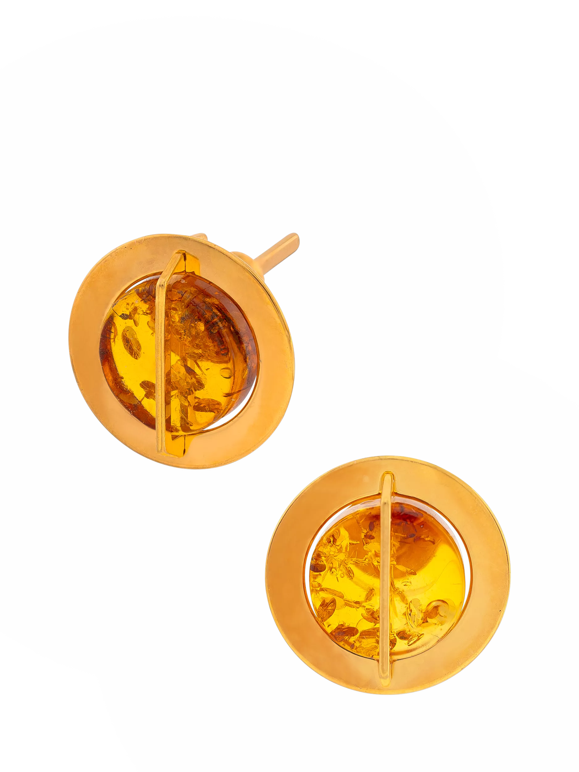 Be-Jewelled Baltic amber stud earrings gold cognac - British product