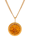 Be-Jewelled amber pendant necklace gold and cognac - British product