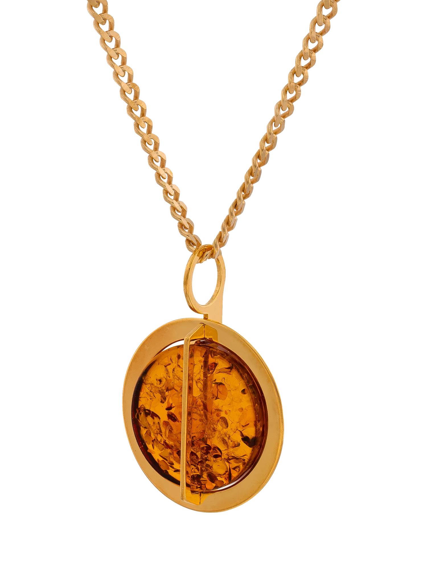Be-Jewelled amber pendant necklace gold and cognac - British product