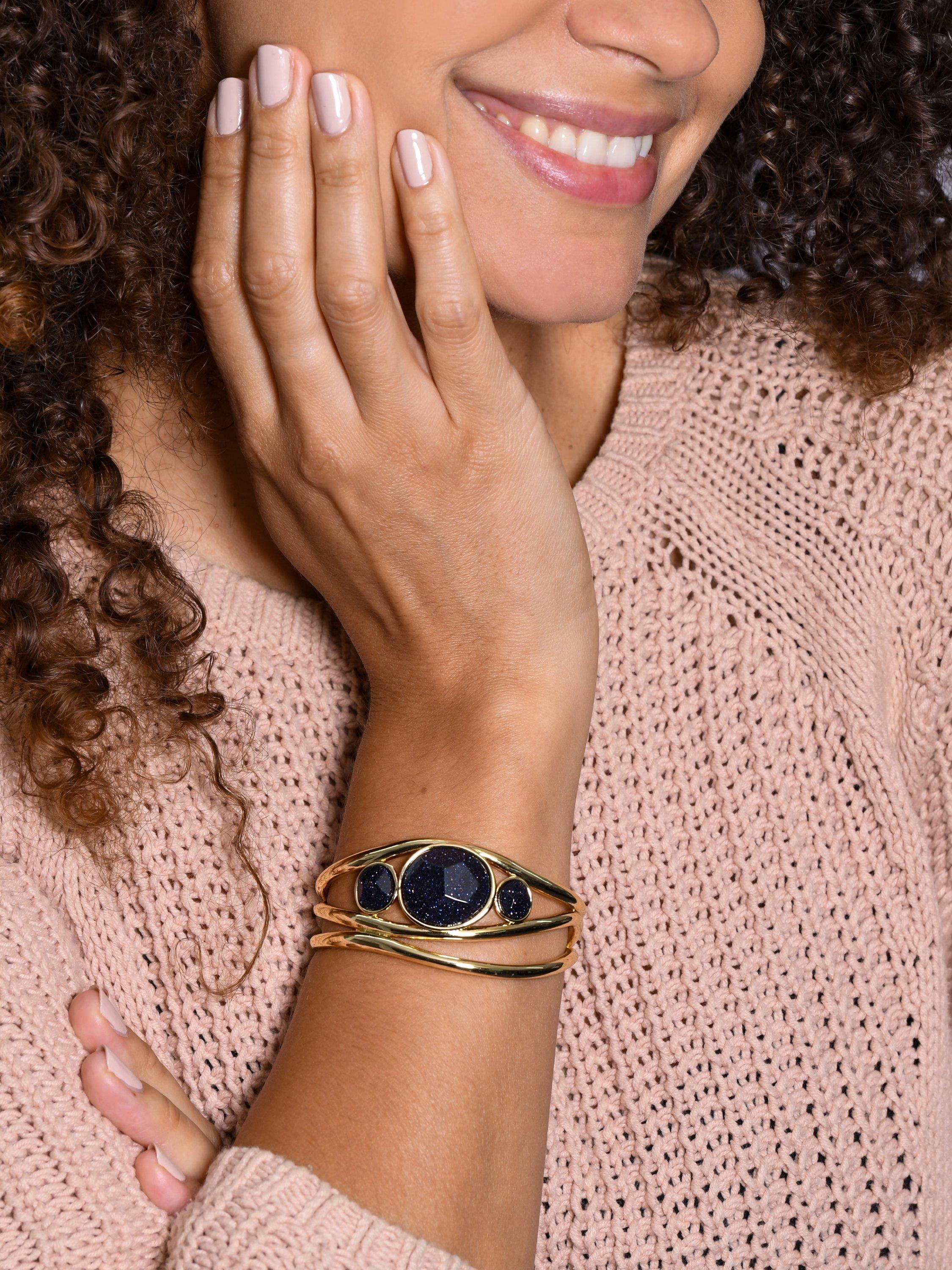 My Jewellery List Tess Daly bangle blue sandstone gold finish, UK version