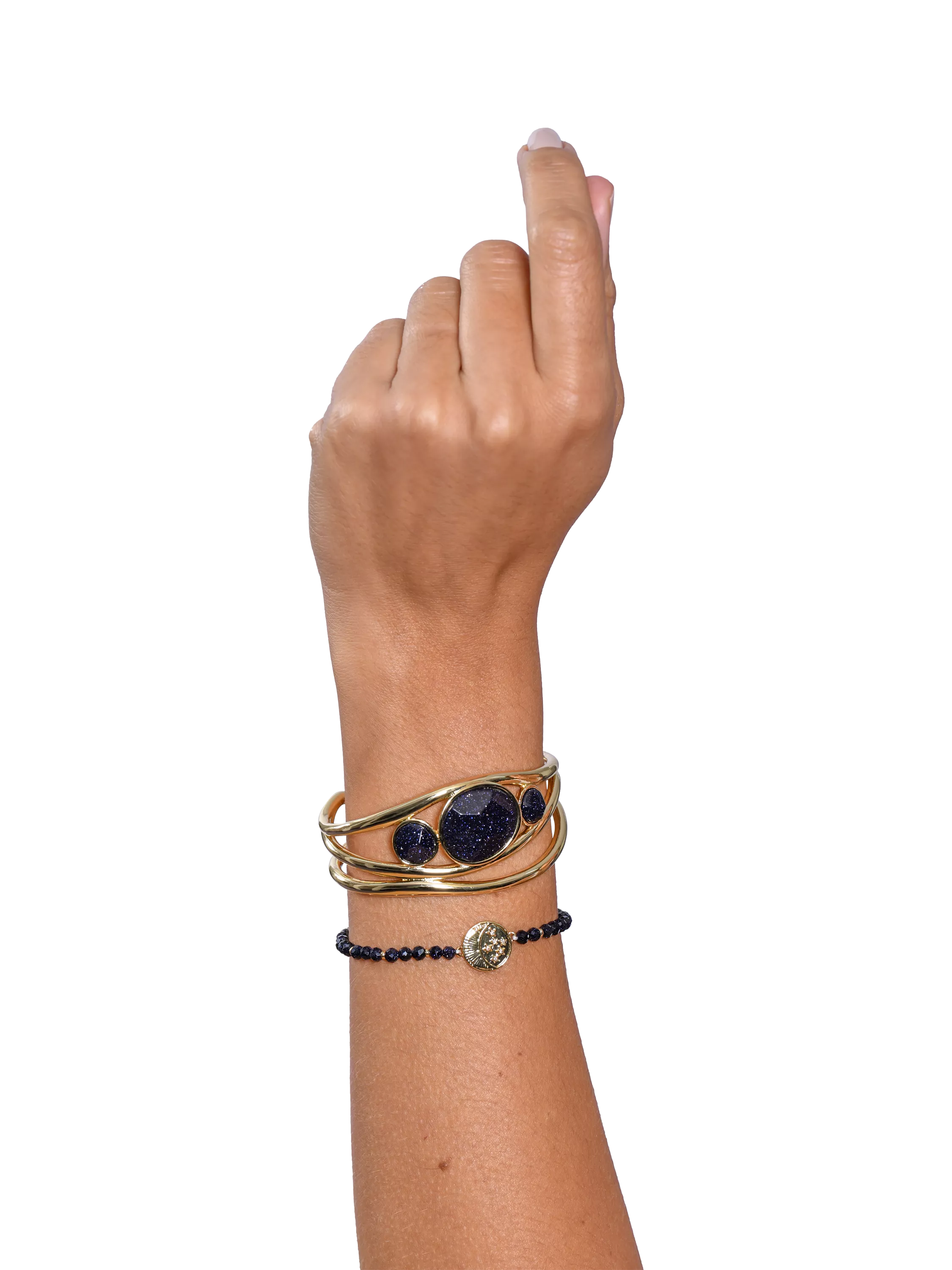 My Jewellery List Tess Daly bangle blue sandstone gold finish, UK version