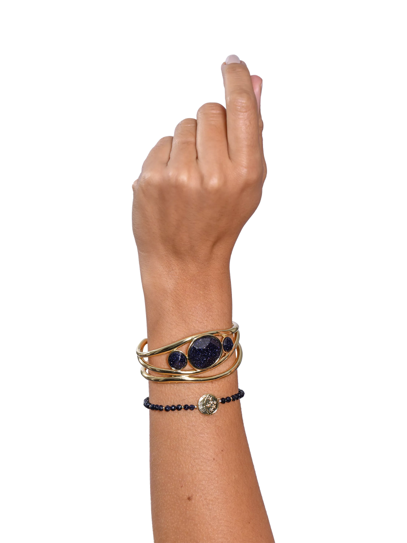 My Jewellery List Tess Daly bangle blue sandstone gold finish, UK version