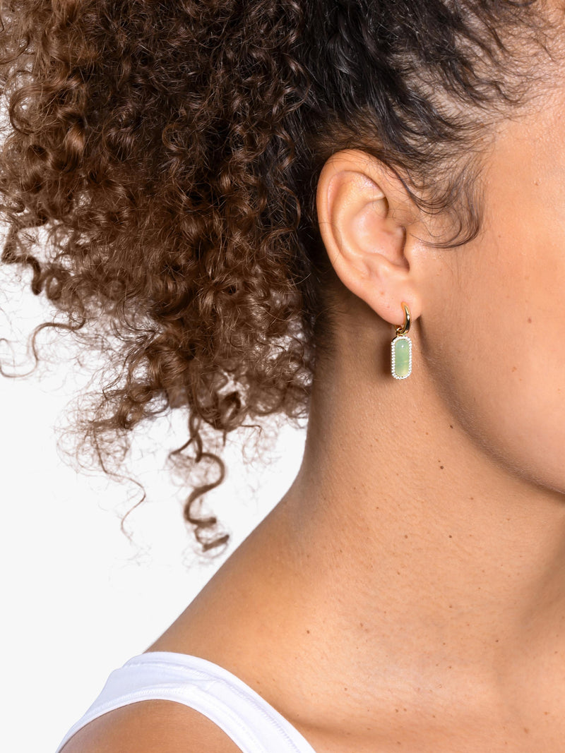 My Jewellery List mini hoop drop earrings with aventurine - British product