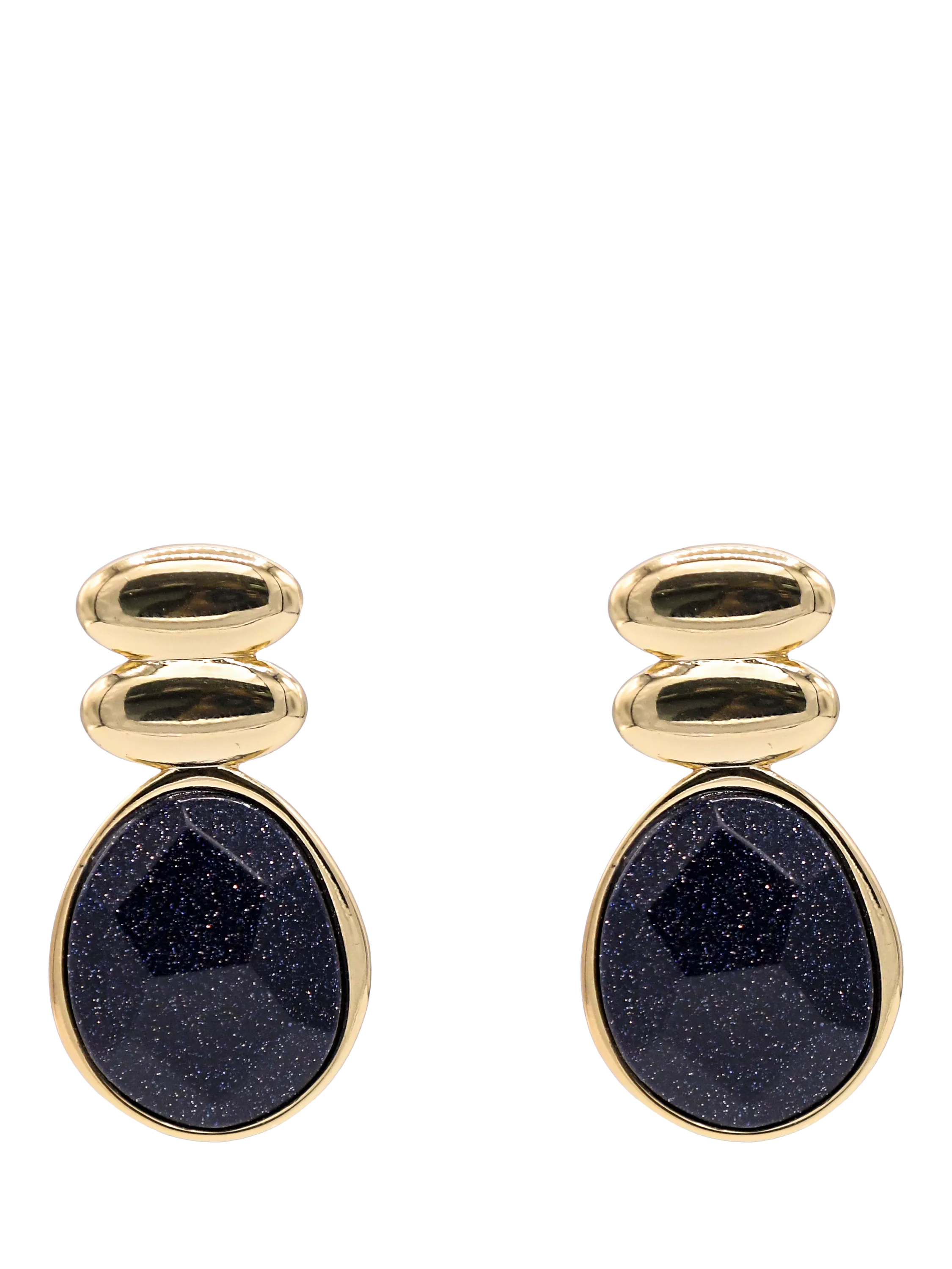 My Jewellery List faceted chunky earrings blue sandstone gold plated, UK version