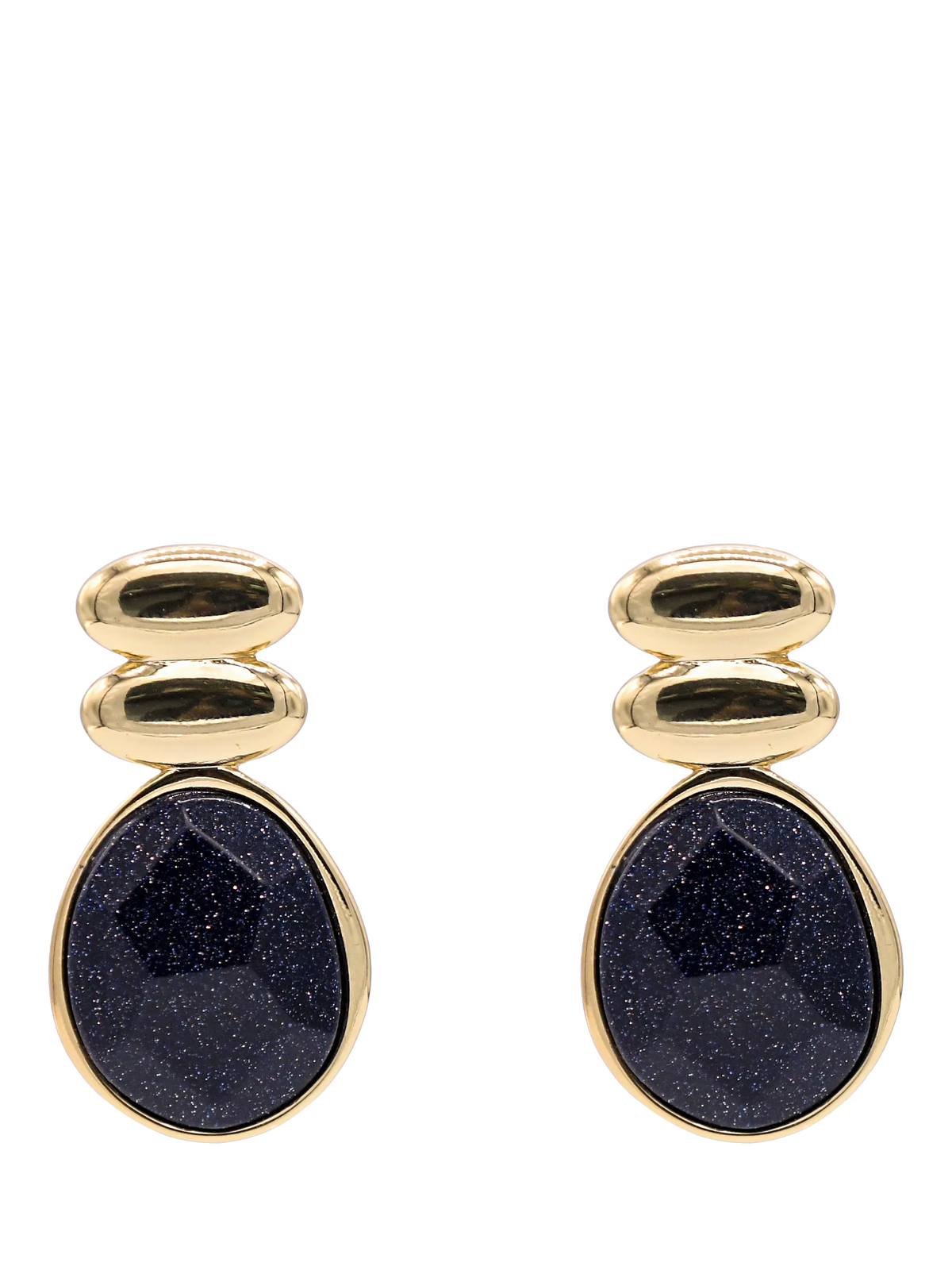 My Jewellery List faceted chunky earrings blue sandstone gold plated, UK version