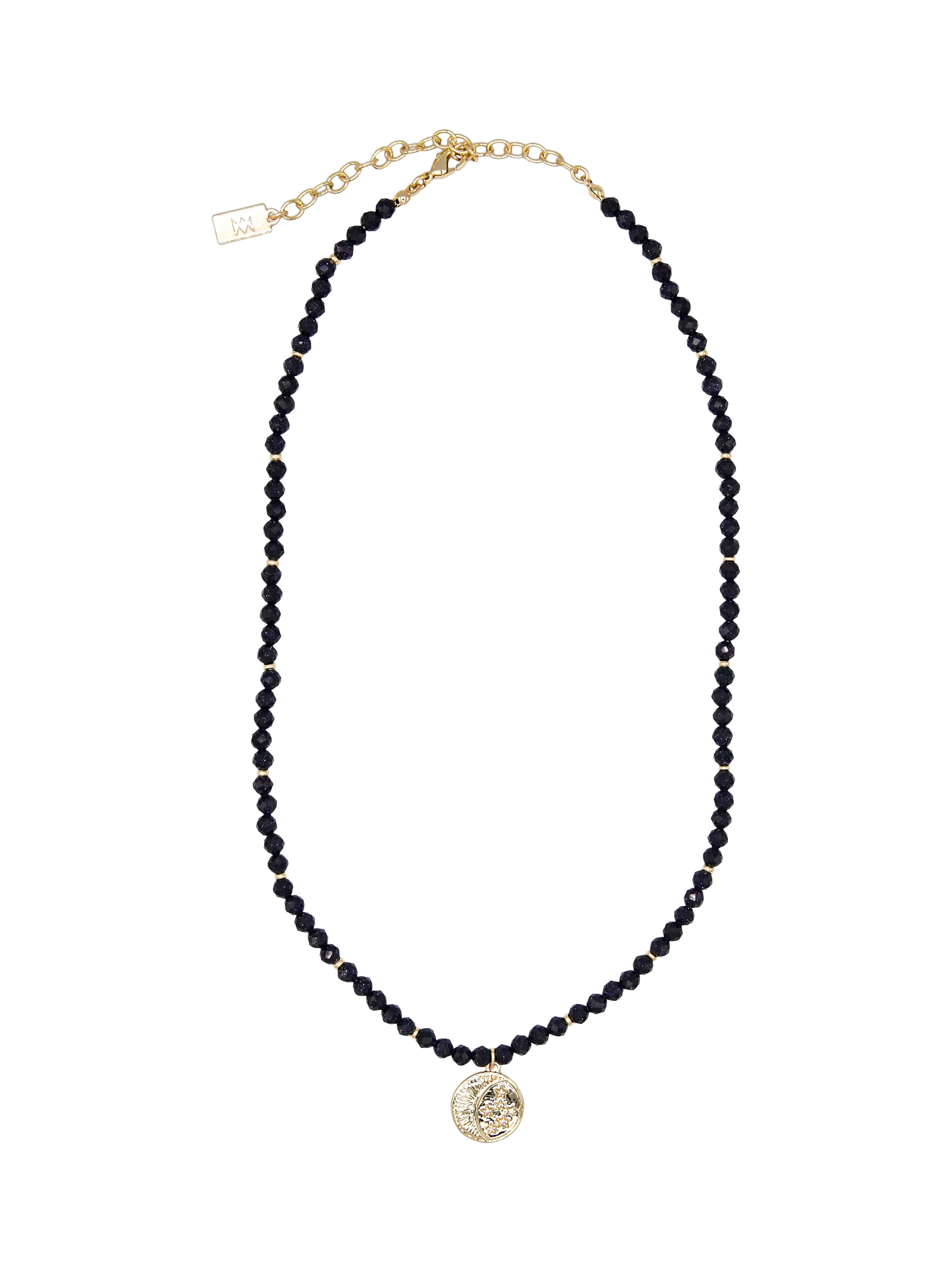Tess Daly Celestial Charm Necklace yellow gold beaded, imported from the UK
