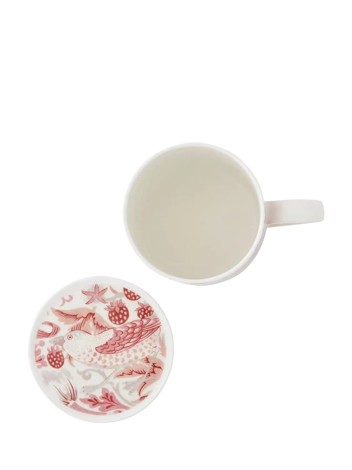Morris & Co. Strawberry Thief bone china mug and coaster set 340ml (British brand)