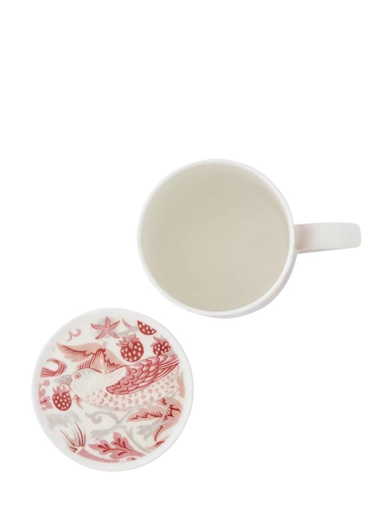 Morris & Co. Strawberry Thief bone china mug and coaster set 340ml (British brand)