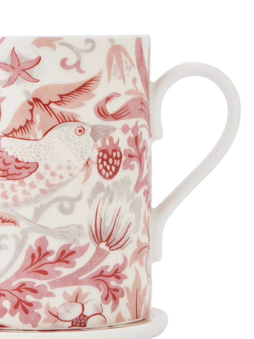 Morris & Co. Strawberry Thief bone china mug and coaster set 340ml (British brand)