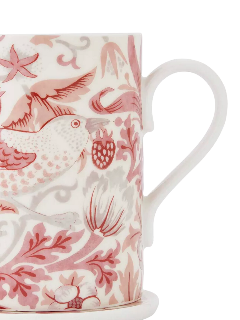 Morris & Co. Strawberry Thief bone china mug and coaster set 340ml (British brand)