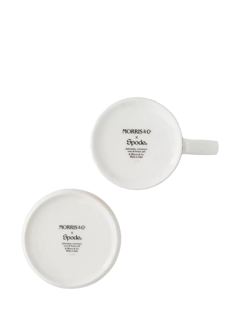 Morris & Co. Strawberry Thief bone china mug and coaster set 340ml (British brand)