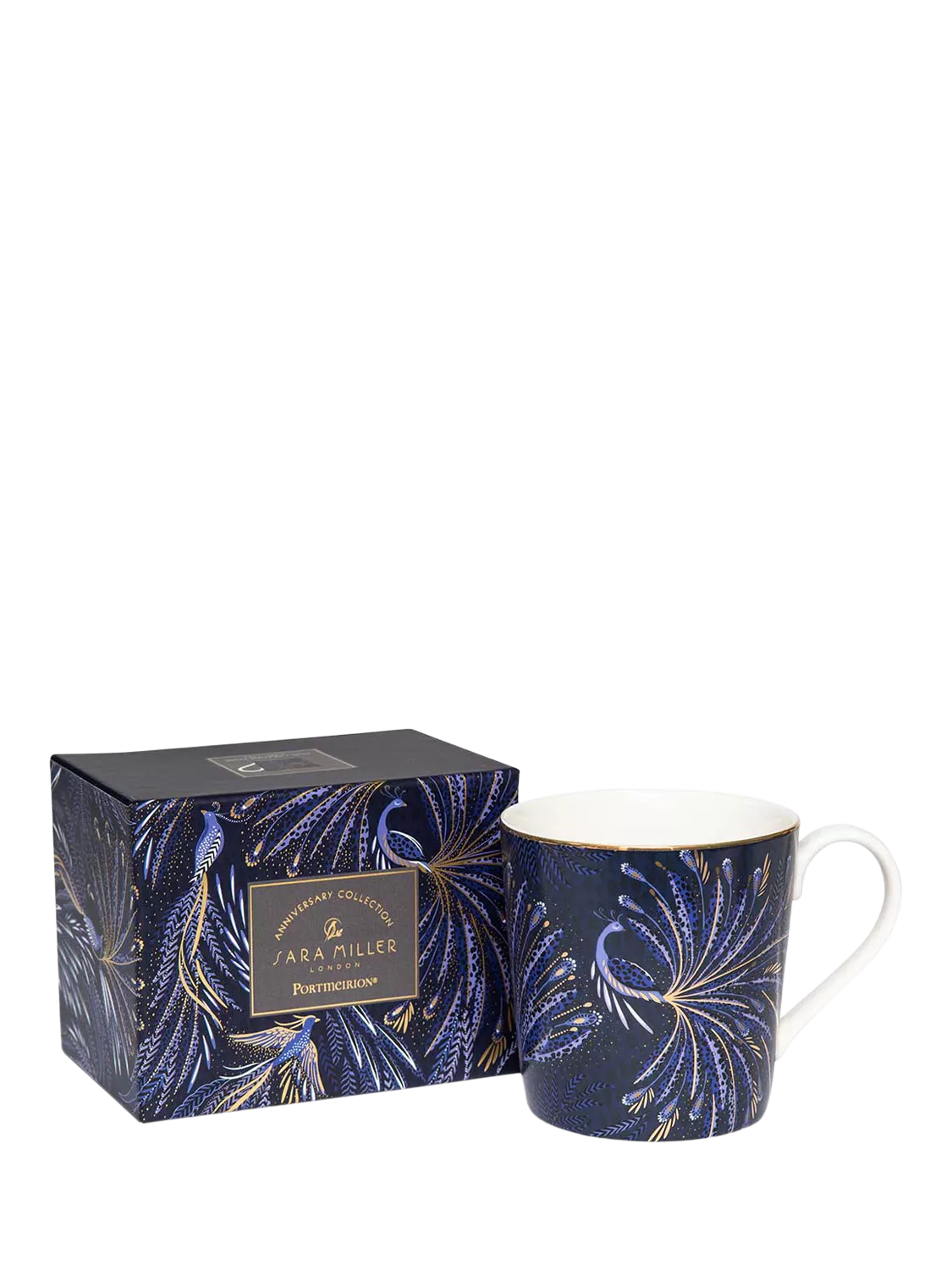 Sara Miller fine china mug indigo 344ml, imported from the UK