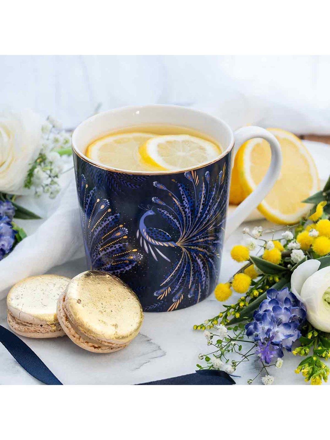 Sara Miller fine china mug indigo 344ml, imported from the UK
