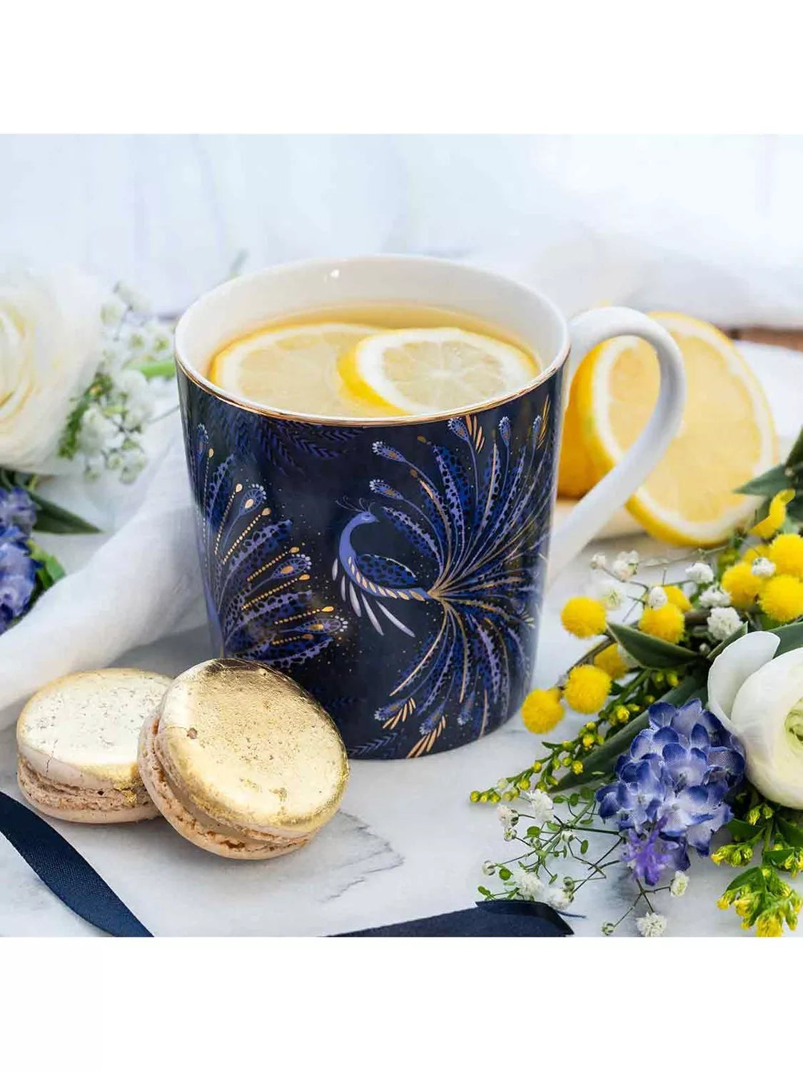 Sara Miller fine china mug indigo 344ml, imported from the UK