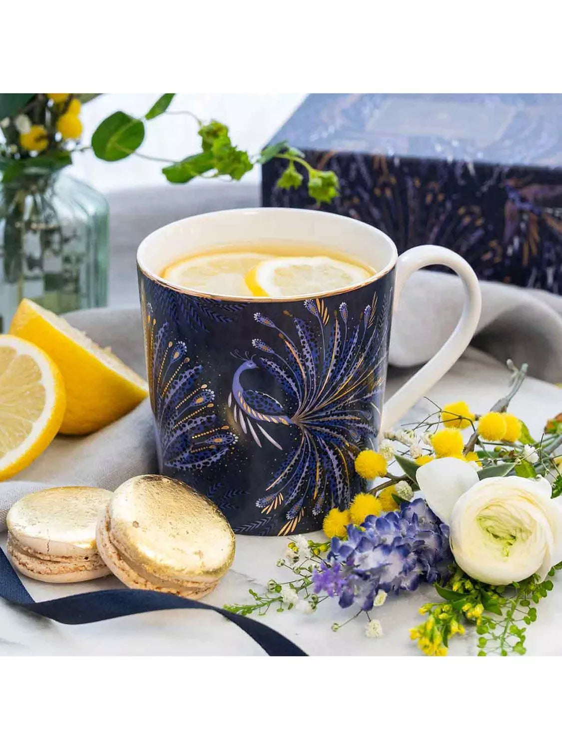 Sara Miller fine china mug indigo 344ml, imported from the UK