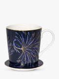 Sara Miller fine china mug and coaster set indigo white 344ml, imported from the UK
