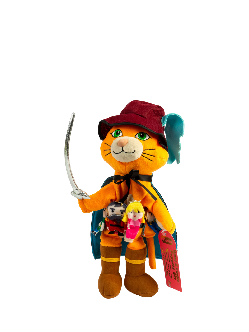 Bigjigs Toys Puss in Boots hand & finger puppet set (British brand)