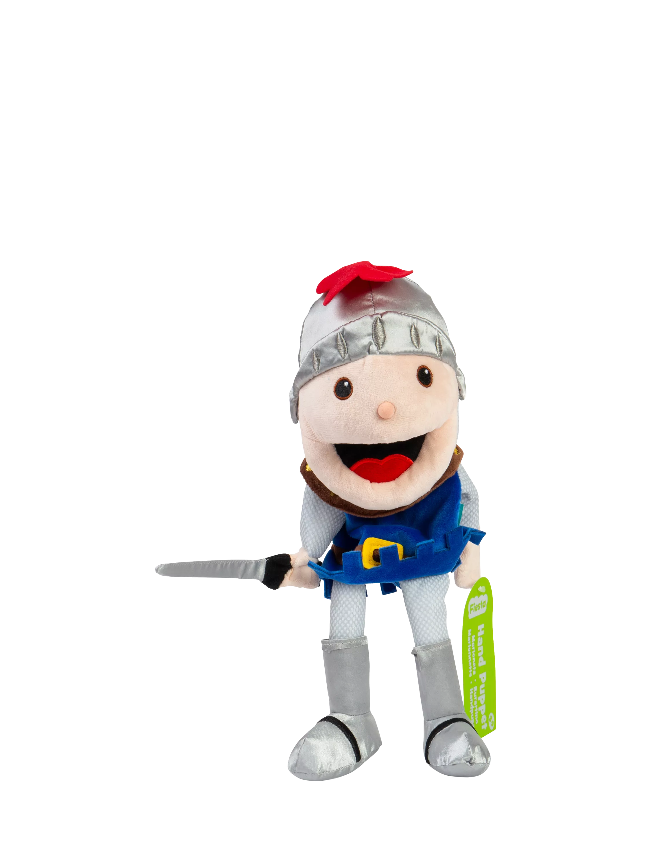 Bigjigs Toys knight hand puppet with moving mouth, imported from the UK