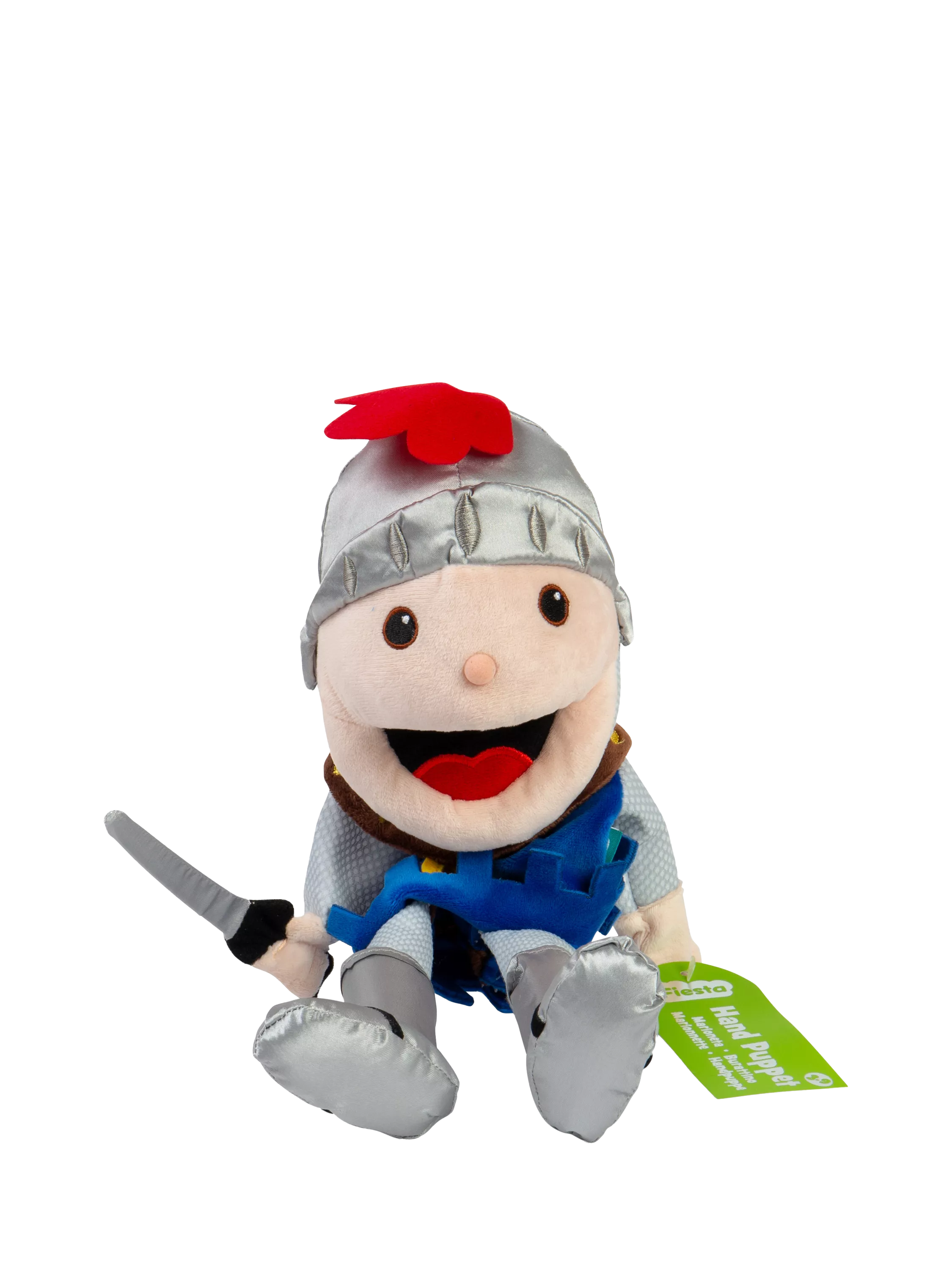 Bigjigs Toys knight hand puppet with moving mouth, imported from the UK