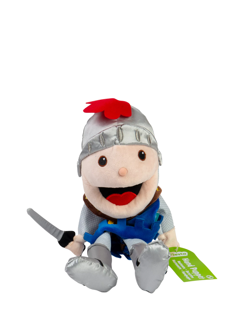 Bigjigs Toys knight hand puppet with moving mouth, imported from the UK