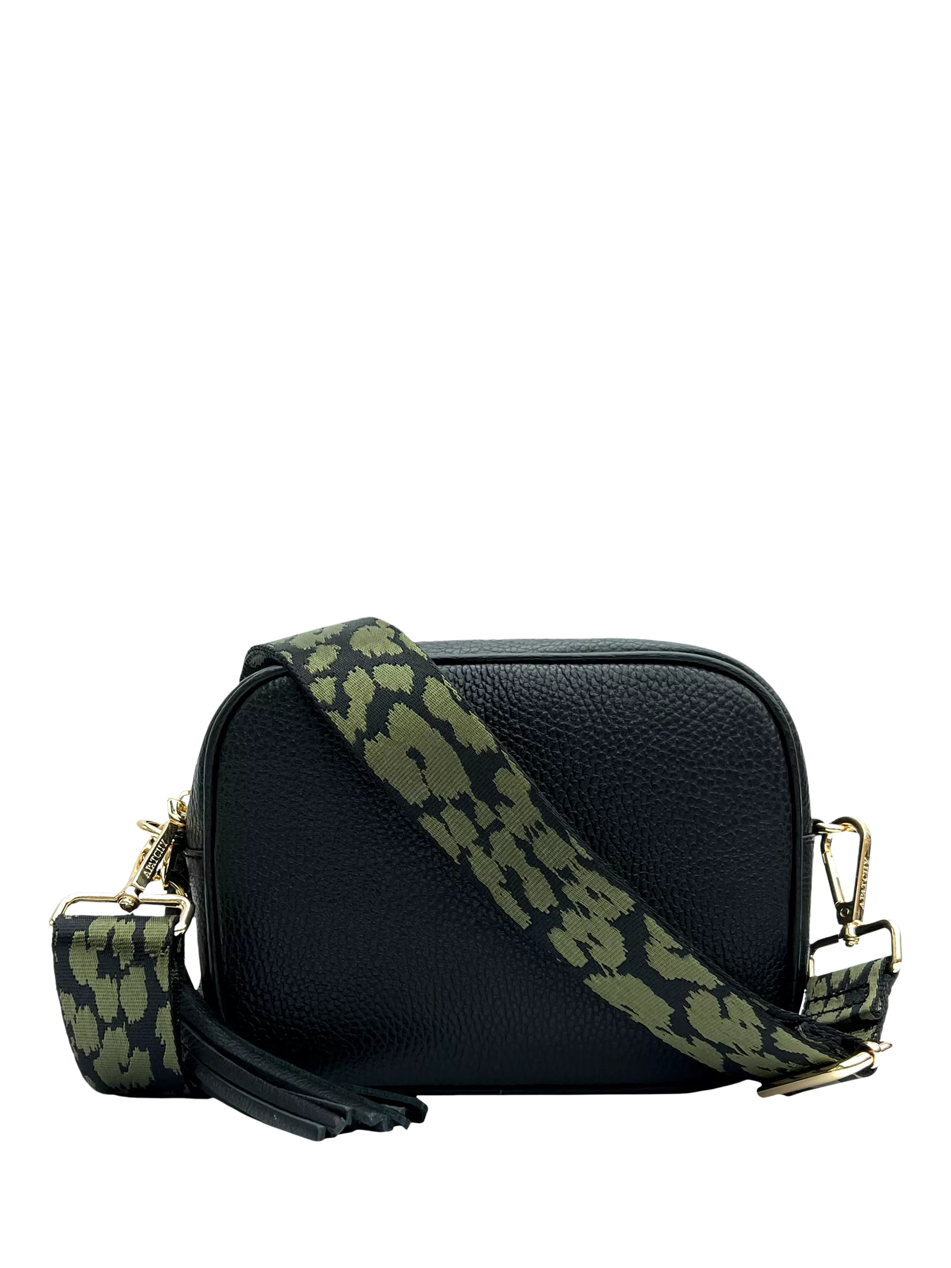 Apatchy London leather crossbody bag with gold hardware (British brand)