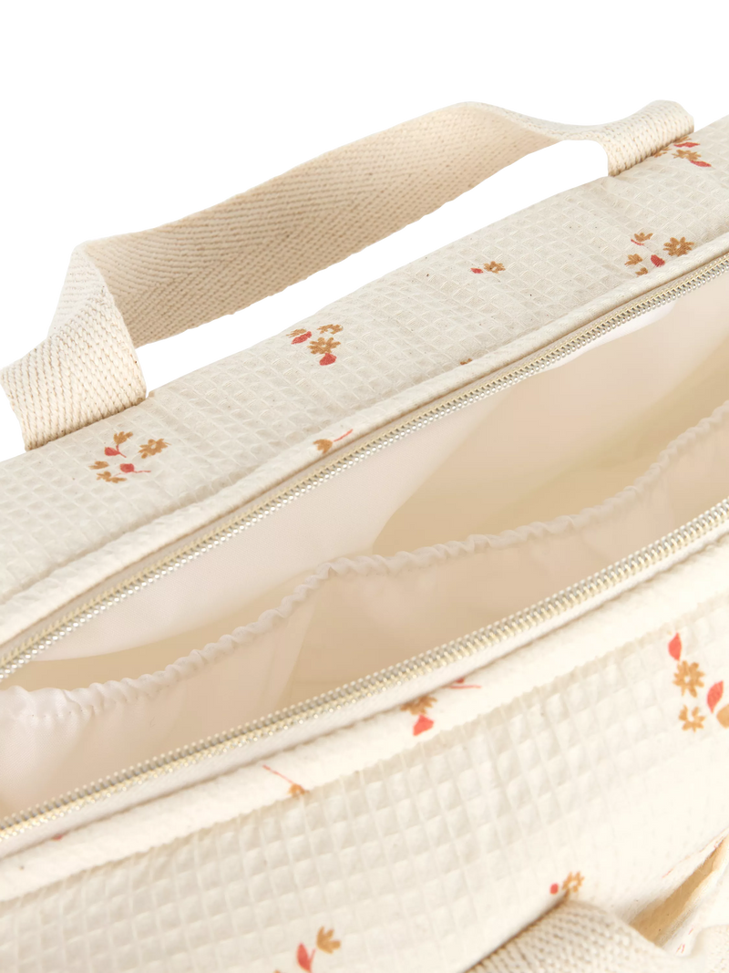 Nobodinoz Gala changing bag yellow lily organic cotton, UK version