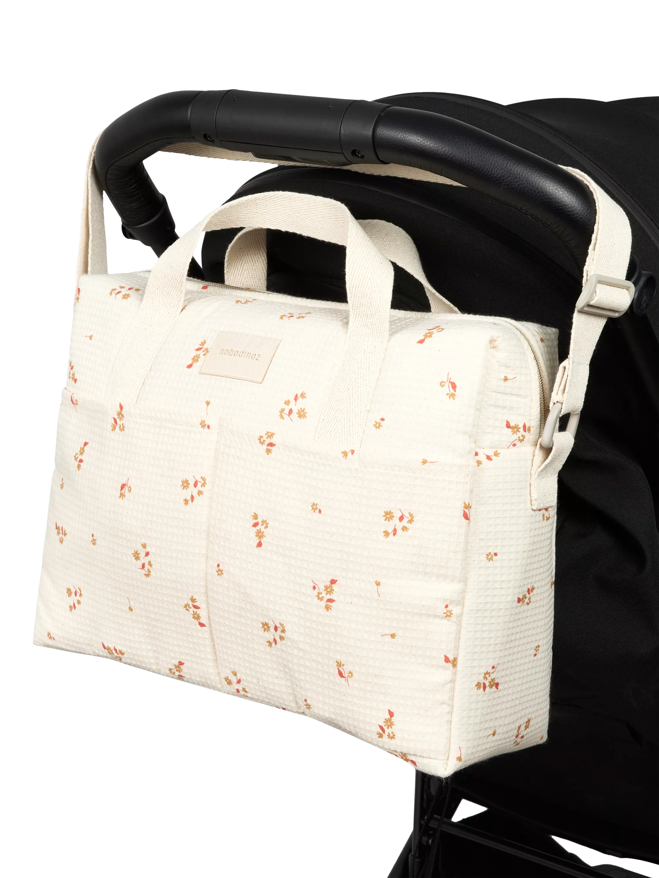Nobodinoz Gala changing bag yellow lily organic cotton, UK version