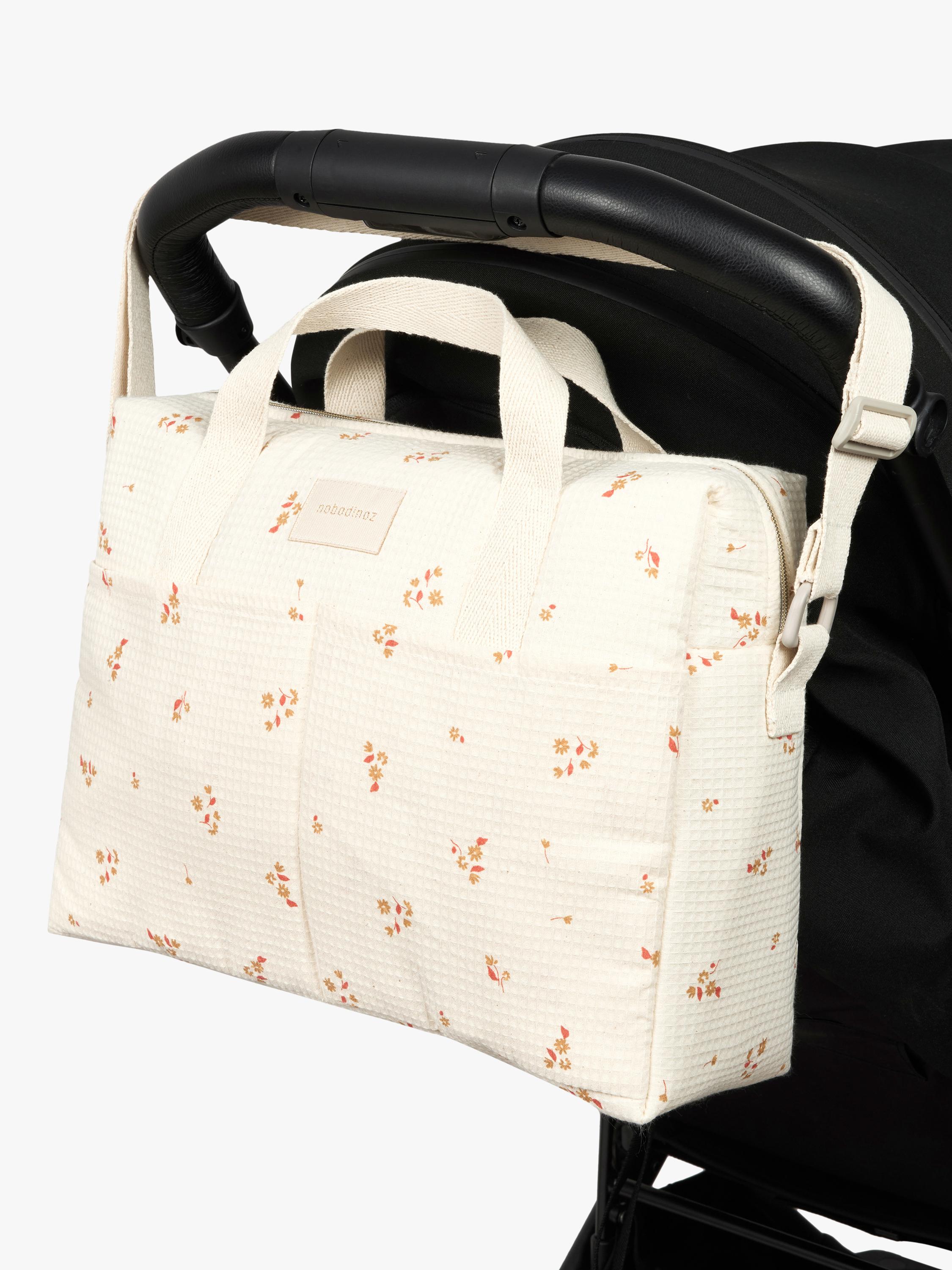 Nobodinoz Gala changing bag yellow lily organic cotton, UK version