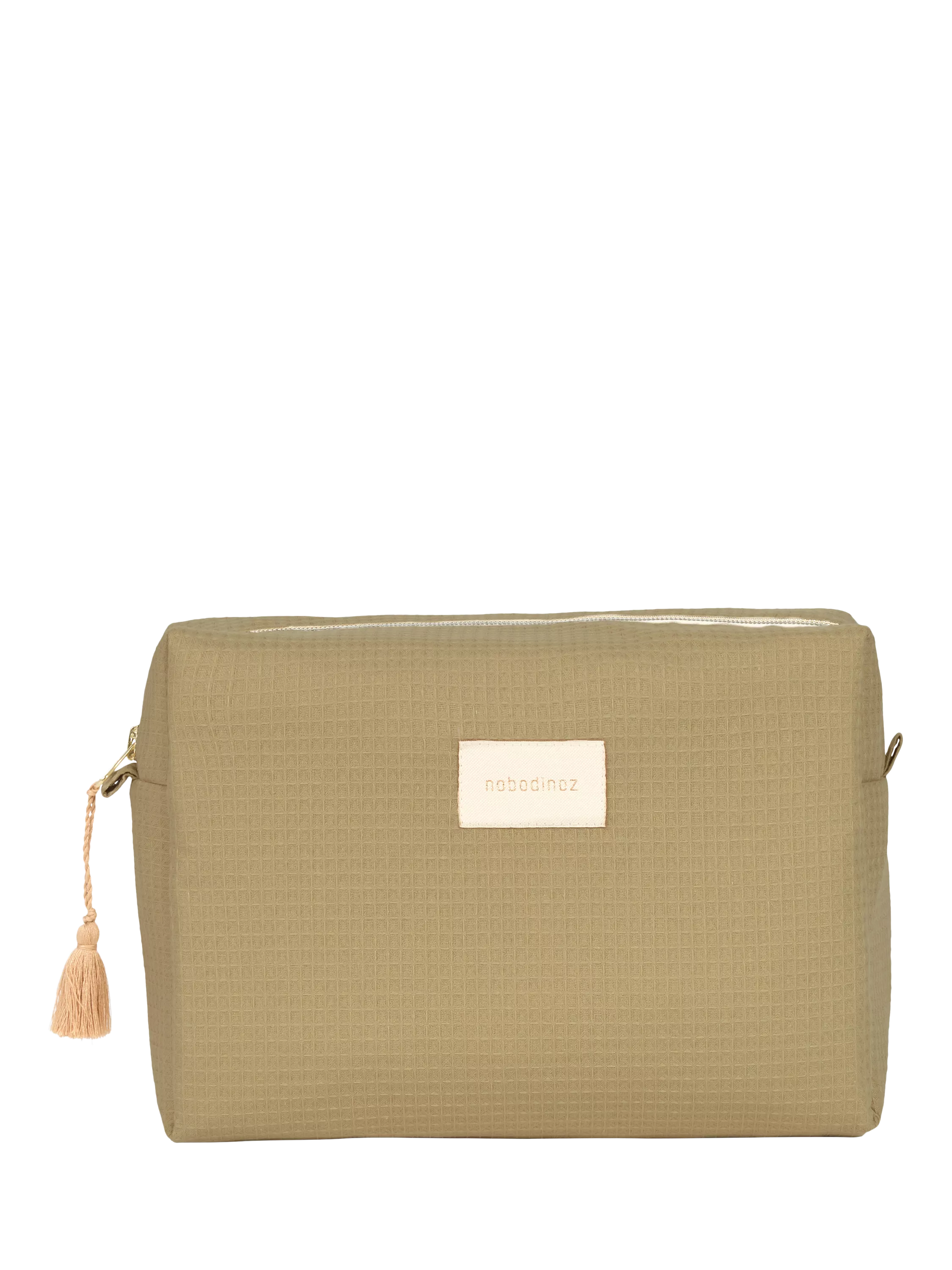 Nobodinoz Diva wash bag in olive green, imported from the UK