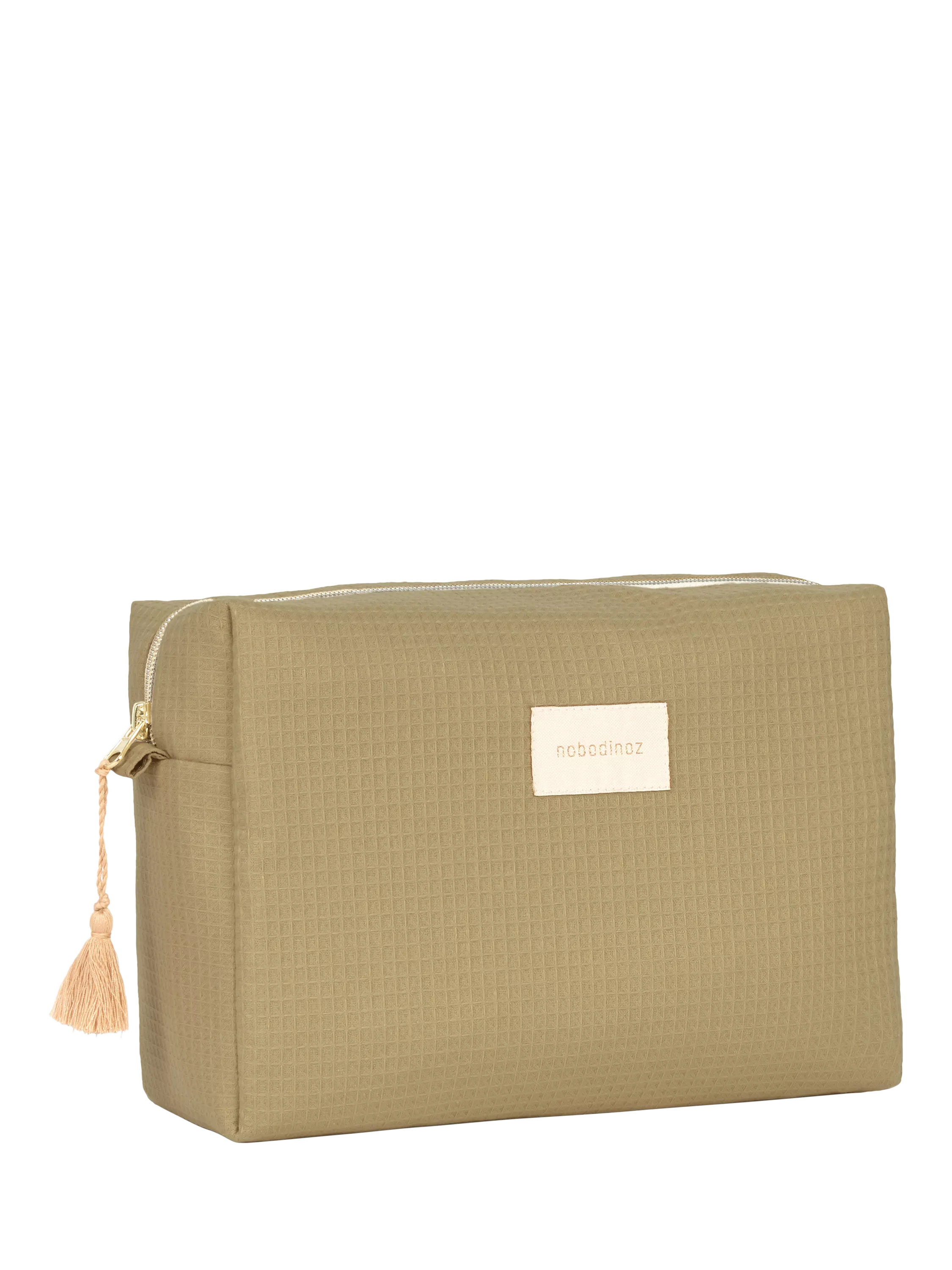 Nobodinoz Diva wash bag in olive green, imported from the UK