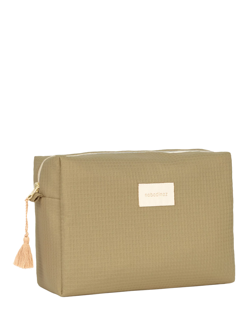 Nobodinoz Diva wash bag in olive green, imported from the UK
