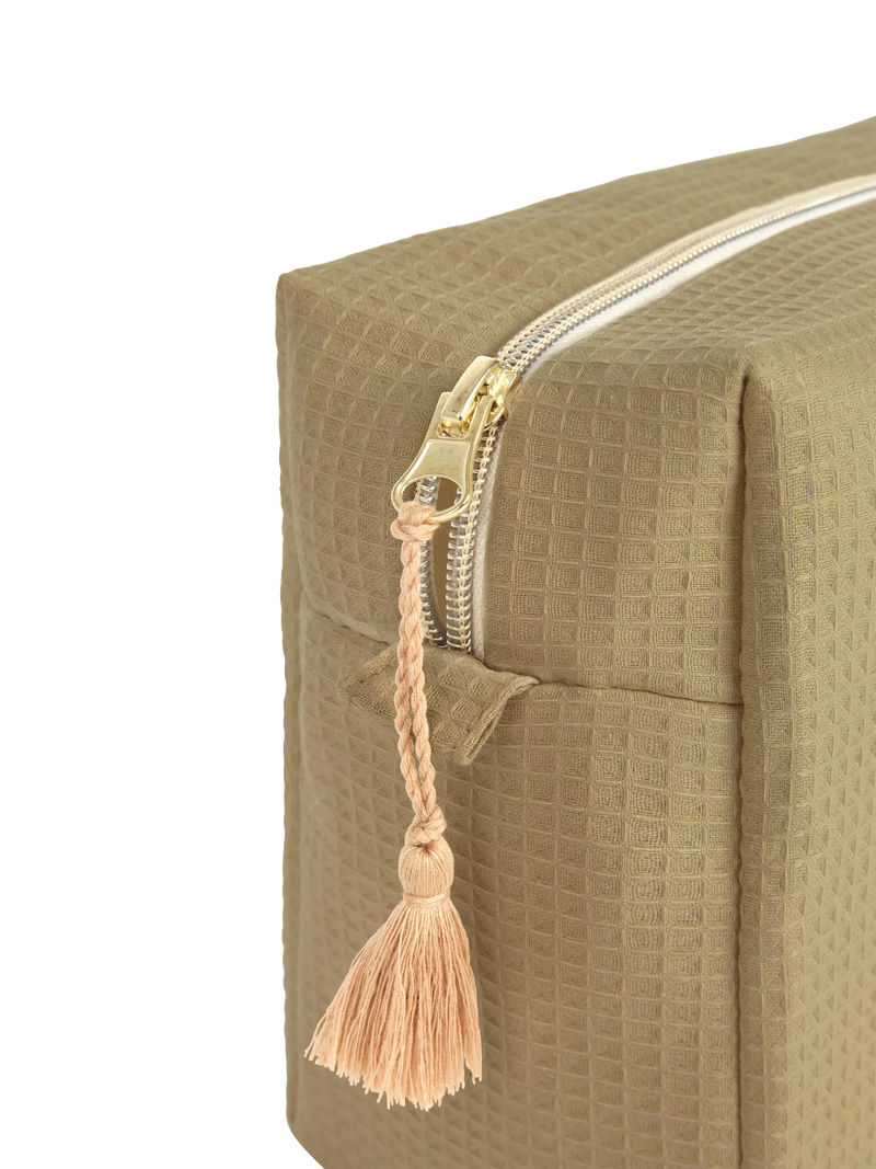 Nobodinoz Diva wash bag in olive green, imported from the UK
