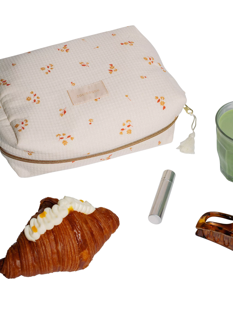 Nobodinoz Diva wash bag Yellow Lily imported from the UK