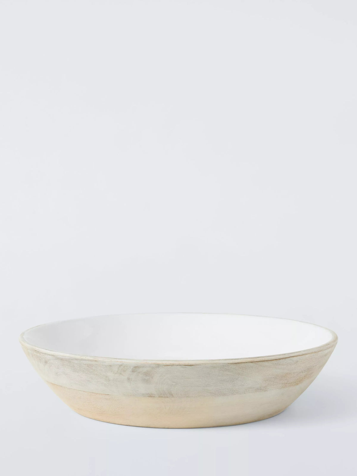 John Lewis white enamel mango wood serve bowl 35cm, imported from the UK