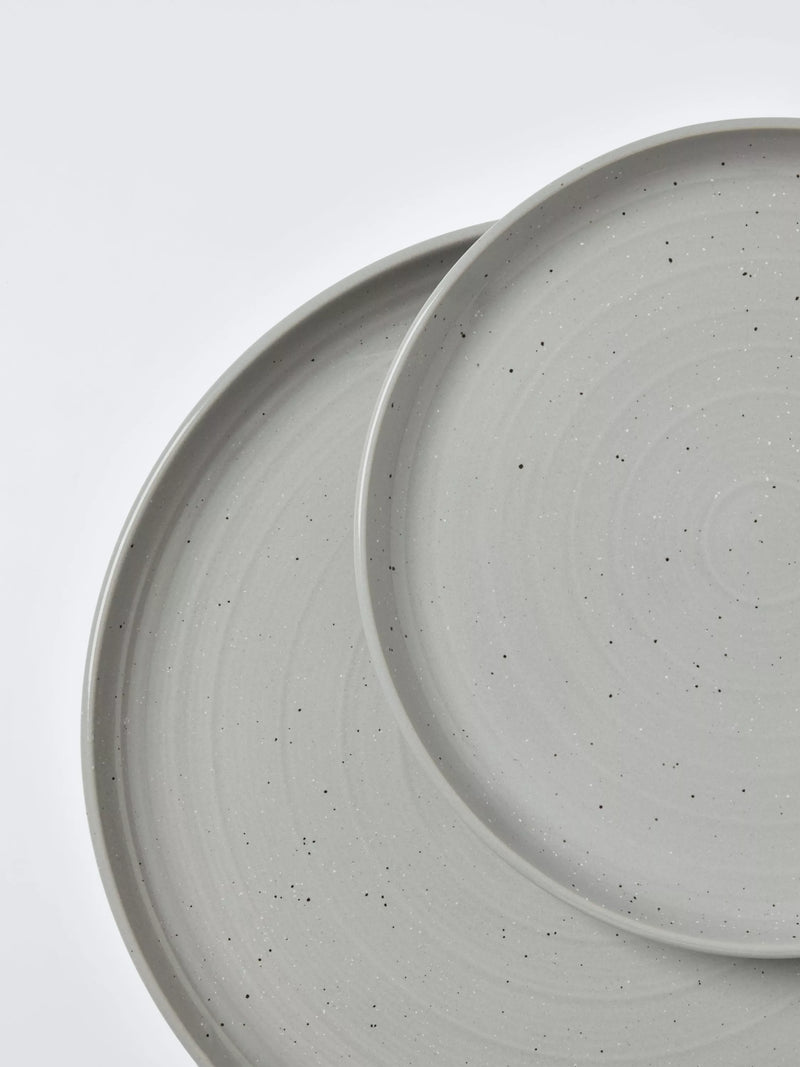 John Lewis dinnerware set speckle glaze grey 12 piece, imported from the UK