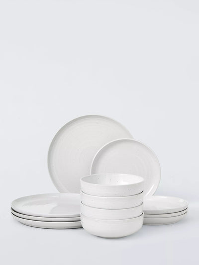 John Lewis John Lewis Craft Speckle Glaze Dinnerware Set, 12 Piece, White- Buy online at McGrocer