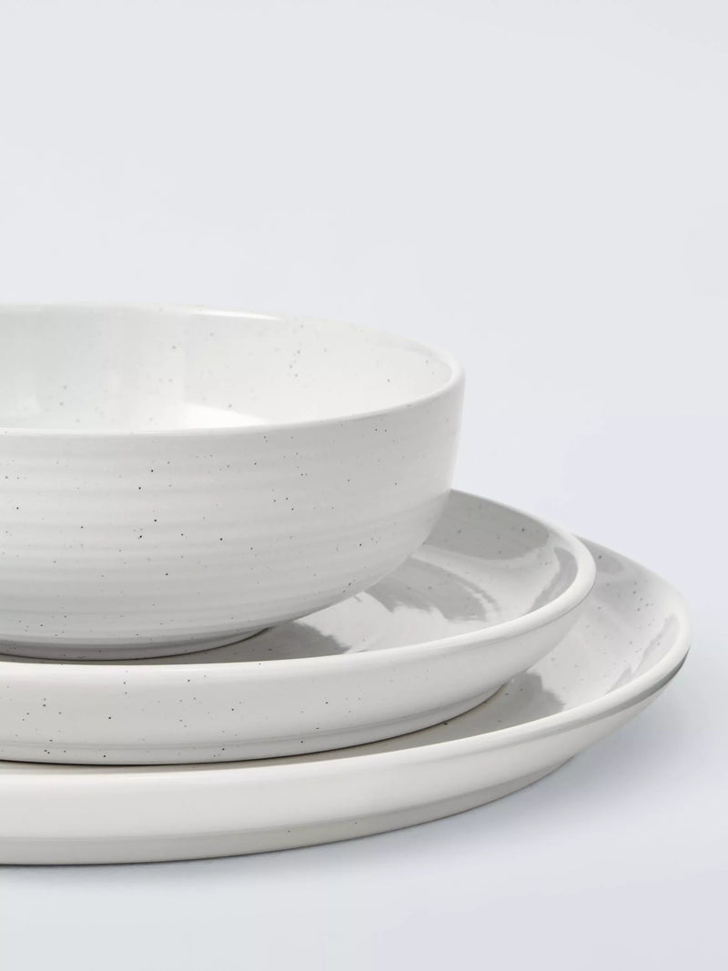 John Lewis 12-piece speckle glaze dinnerware set, imported from the UK