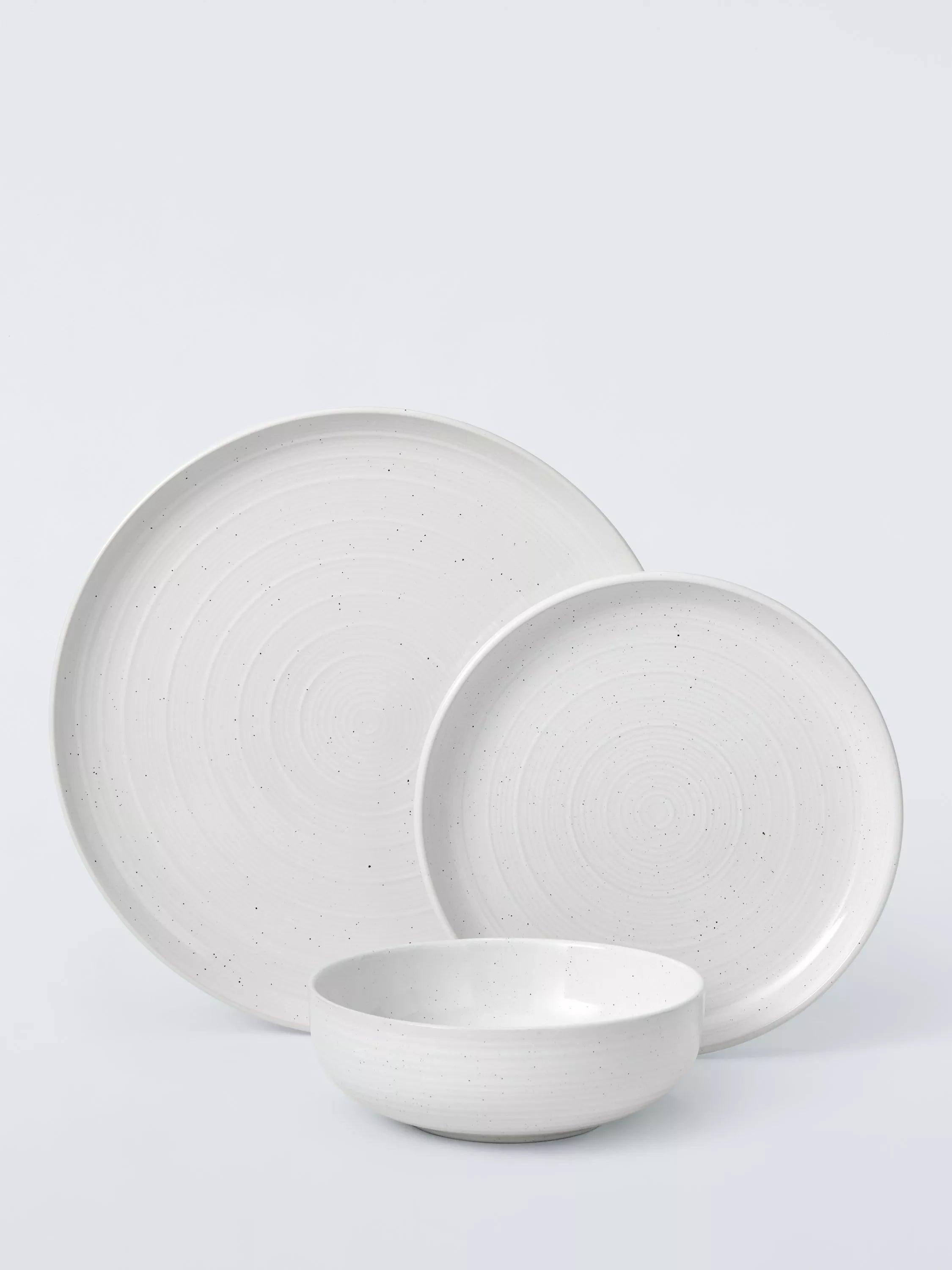 John Lewis 12-piece speckle glaze dinnerware set, imported from the UK