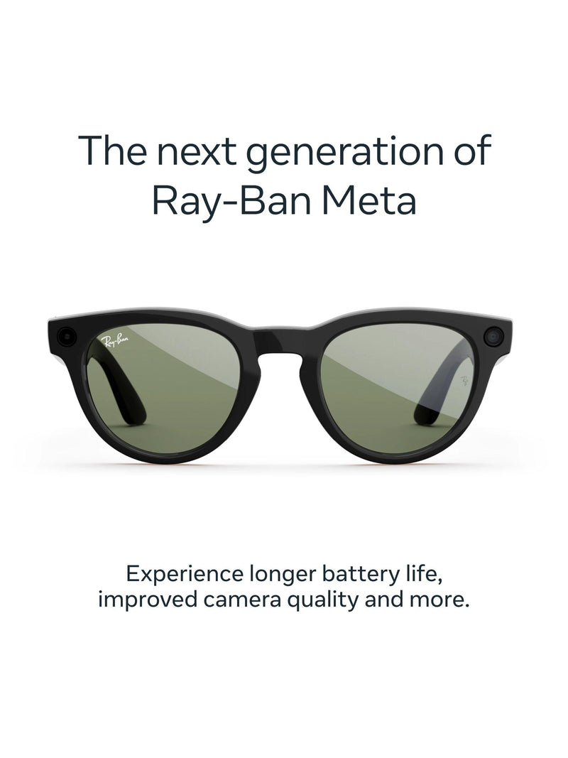 Meta Ray-Ban Headliner smart glasses Shiny Black G15 Green Lens - British product