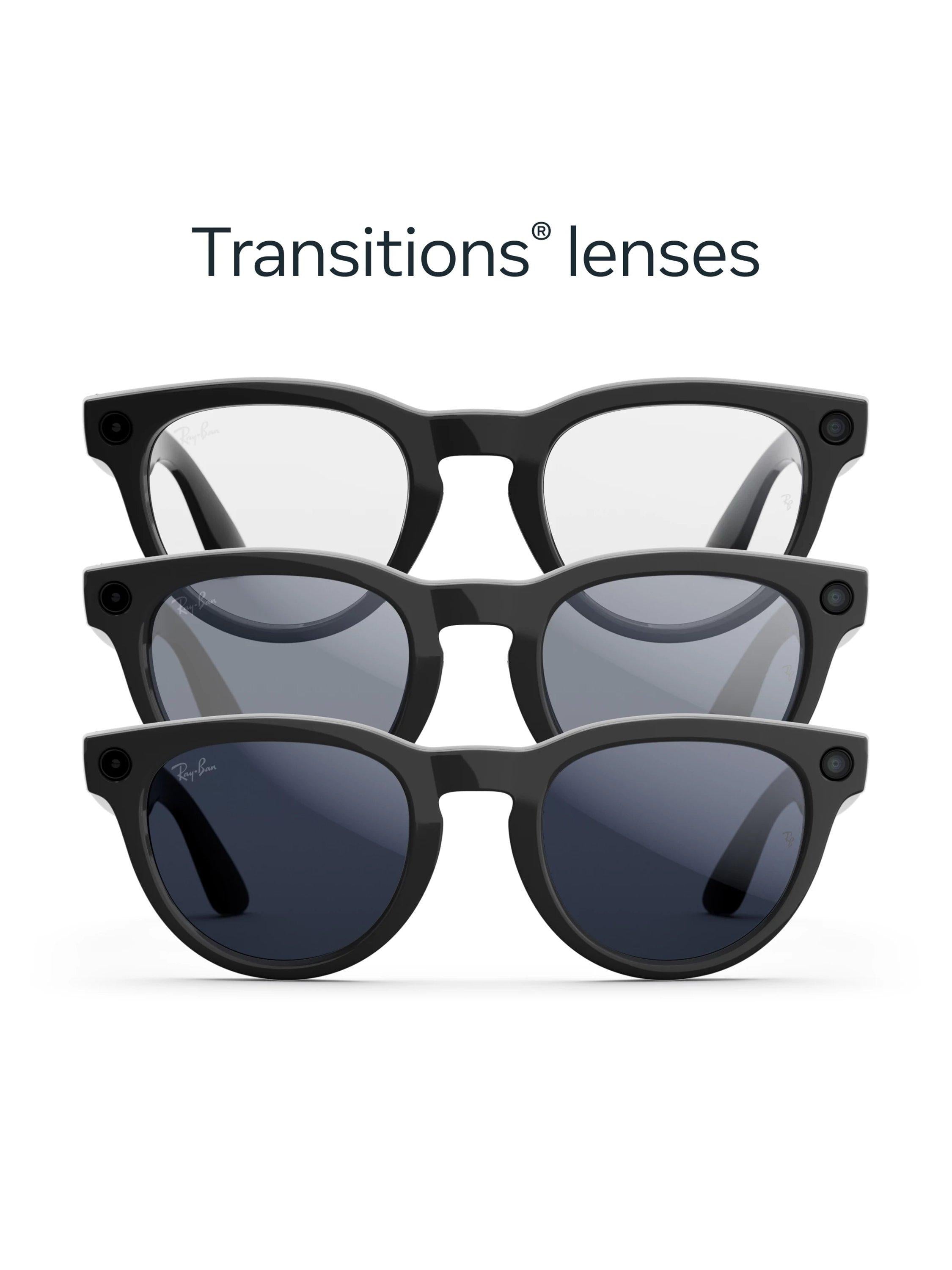 Meta Ray-Ban Headliner smart glasses Shiny Black Transitions - imported from the UK