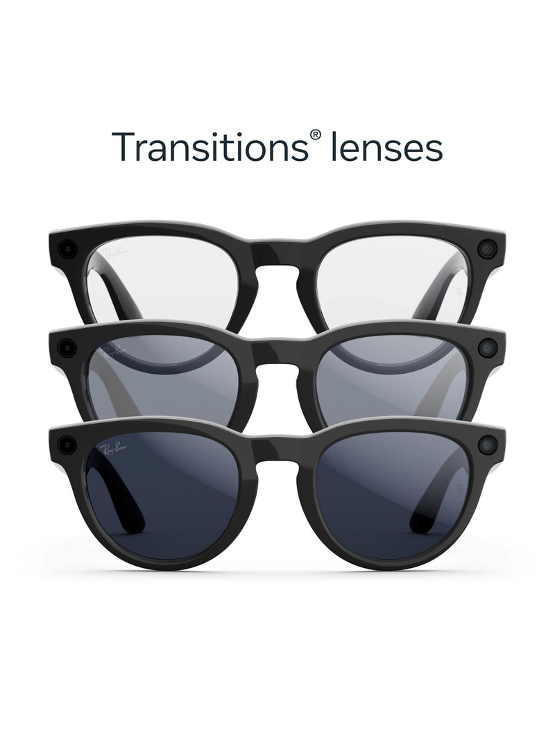 Meta Ray-Ban Headliner smart glasses Shiny Black Transitions - imported from the UK